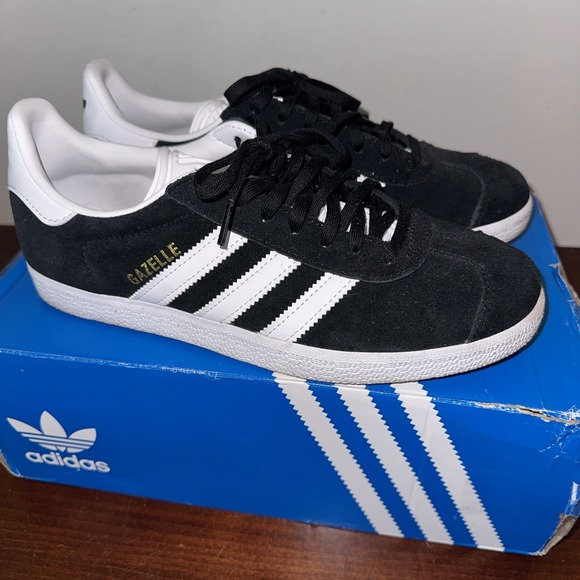 Adidas Gazelle Men's Size 7 Shoes Black‎ White Athletic Casual Sneakers